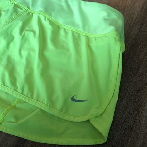 Neon Yellow Nike Dri-Fit running shorts